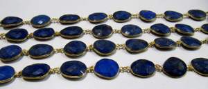 Chaîne de connecteurs à facettes en lapis-lazuli naturel de forme libre, style briolette - Product Image 4