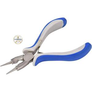 Pince à bec rond de 5 pouces, outil de fabrication de bijoux bleu, mini pince en acier au carbone, pince à boucler les fils, 1 pièce - Product Image 1