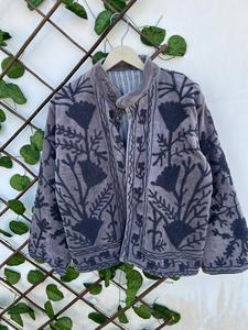 Blouson Bomber en Velours Côtelé Brodé pour Femme, Col Montant, Patchwork Floral, Fermeture Éclair, Vêtement d'Extérieur Décontracté pour le Streetwear - Product Image 3