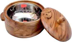 Meilleure Offre : Casserole Classique en Bois avec Couvercle, Boîte de Rangement pour Roti et Chapati, Design Rond - Product Image 5