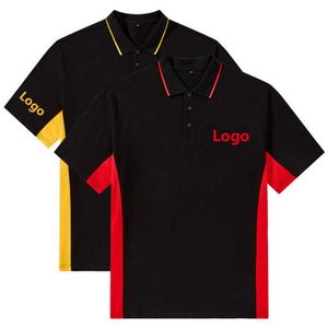 Polo à manches courtes noir pour homme avec bordure contrastée rouge Coupe classique T-shirt décontracté en tricot avec impression de logo - Product Image 1
