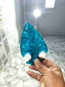 Wholesale Handmade Aqua Obsidian Glass Gemstone Fish Arrowheads, Natural Agate Knapped Stone <b>Crystal</b> <b>Crafts</b> - Product Image 2