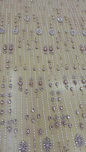 Tela de Tul con Lentejuelas Doradas y Cuentas, Elegante Malla con Pedrería de Espejo para Vestidos de Noche de Lujo y Disfraces, Suministro del Fabricante - Product Image 4