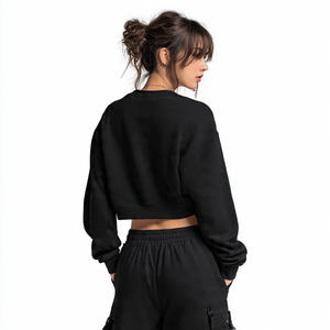 Sudaderas Cortas Oversize para Mujer, Cuello Redondo, Estilo Pullover, Sudaderas Cortas de Invierno para Mujer - Product Image 2