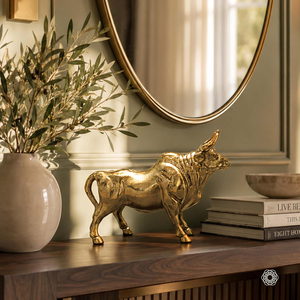 Escultura de Toro de Latón Hecha a Mano, Figura de Toro Poderosa, Estatua Decorativa de Animal de Metal, Lujo para Hogar, Oficina, Mesa - Product Image 6