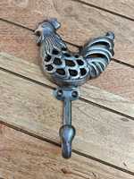 Porte-manteau mural en fonte de style antique en forme de coq, décoration murale en métal en forme d'animal, patère simple pour décoration de ferme