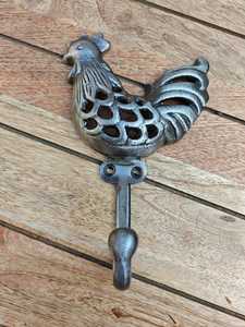 Antique Style Cast Iron Rooster Wall Hook Decorative Animal Shaped Metal Coat <b>Rack</b> Single Hanger for Farmhouse Home Decor - Product Image 2