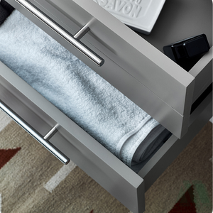 Modernos gabinetes de madera listos para ensamblar, de fácil montaje, con 1 estante y tiradores metálicos para baño - Muebles para el hogar - Product Image 3