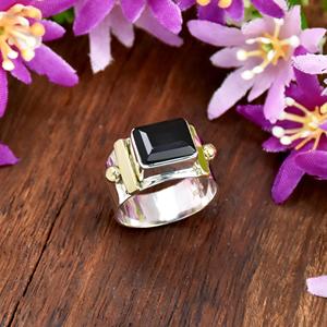 Wholesale New Arrival Natural Octagonal <b>Black</b> <b>Onyx</b> Gemstone Fine <b>Ring</b> Jewelry 925 Sterling Silver Wedding Band <b>Ring</b> Gift For HIm - Product Image 4