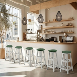 4GoodThings Recycled Plastic Eco-Friendly Bar <b>Stool</b> Minimalist Design Wood Frame Home Bar Hotel Farmhouse Dining <b>Outdoor</b> Use - Product Image 4
