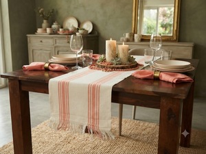 Premium Linen Striped <b>Table</b> <b>Runner</b> | Decorative Fringed Dining <b>Table</b> <b>Runner</b> for Home, Hotel & Wedding - Product Image 2