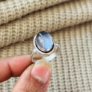 Vintage <b>Silver</b> Plated Grey Moonstone Brass <b>Ring</b> Vintage Tribal <b>Solitaire</b> Wholesale <b>Ring</b> for Women - Product Image 6