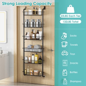 1 pezzo 6-Tier in acciaio al carbonio cestello sopra porta dispensa organizzatore ganci appesi 62.99in portaoggetti per cucina e bagno - Product Image 6