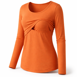 Hauts d'allaitement personnalisés à manches longues pour les mères qui allaitent - Vente en gros de hauts d'allaitement à manches longues OEM - Product Image 3