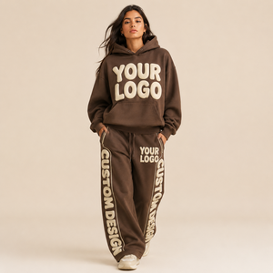 Ensemble sweat à capuche et jogging personnalisé avec logo, impression en relief, molleton riche en coton 420 GSM, coupe oversize streetwear unisexe adulte, vêtements d'automne - Product Image 3