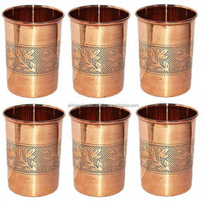 Tasses en cuivre avec motif floral, style vintage, poignée résistante à la rouille, tasses en cuivre pour boissons froides et décoration de table - Product Image 3