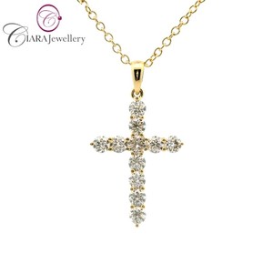 En gros 18K Or Jaune Croix Pendentif Diamants Naturels Usage Quotidien Griffe-Set Design Chrétien Symbole Religieux Cadeau Parfait - Product Image 1