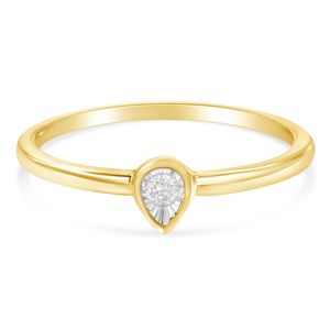 Anillo de Moda Pequeño con Diamante en Forma de Lágrima de 1/20 de Quilate, Chapado en Oro Amarillo de 14K y Plata de Ley .925 (Color J-K) - Product Image 3