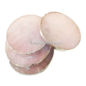 Precio de Fábrica al por Mayor: Tazas de Cuarzo Rosa con Borde Plateado, Rebanadas de Cristal, Artesanías de Piedras Naturales, Minerales de Reiki, Feng Shui - Product Image 3
