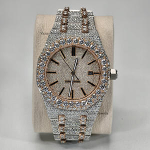 Montre Analogique à Quartz de Luxe pour Homme en Acier Inoxydable Style Hip Hop Glacé Pleine Pierre Moissanite Diamant de Haute Qualité 41mm OEM Usine - Product Image 1