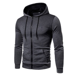 Nueva Sudadera con capucha con estampado de cremallera para hombre de otoño, Sudadera con capucha sólida informal con mangas largas, para hombre-S Abrigo con capucha, negro - Product Image 5