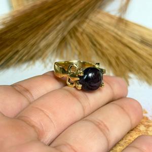 Black Onyx <b>Ring</b> <b>Boho</b> Brass <b>Rings</b> For Women 18k Gold Plated Tribal Black Onyx Jewelry Wholesale - Product Image 1