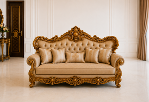 Ensemble de canapés style rétro antique Maharaja pour la maison, acheter un canapé classique brun 5 places avec table basse pour le salon. - Product Image 2