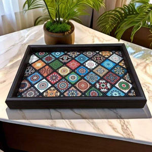 Bandeja Decorativa de Madera de Lujo Estilo Bohemio para Mesa de Centro, Barra de Cocina y Decoración del Hogar - Product Image 3