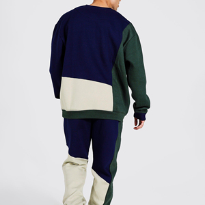 Sweat-shirt à col rond pour homme, coupe ample, color-block, manches régulières, tissu en molleton français, vêtement d'automne - Product Image 1