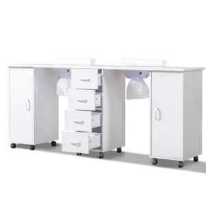Tavolo da Manicure Doppio in Marmo con Aspiratore Elettrico e Poggiapolsi per Salone di Bellezza e Spa - Product Image 2