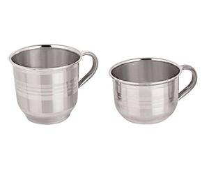 Tazas de Té y Café Clásicas Ecológicas de Acero Inoxidable con Mango Cómodo, Vajilla Metálica Irrompible para Leche Infantil - Product Image 2