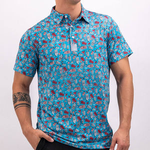 Chemise de golf pour homme personnalisée, anti-transpiration, 90% polyester et 10% élasthanne, manches courtes, motif imprimé, taille XL - Product Image 2