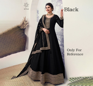 Moda India de Tendencia para Mujer, Kurti Anarkali Largo de Seda Banglory con Bordado, Vestido con Dupatta, Traje para Bodas y Fiestas - Product Image 1