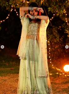 SADIA AUN HUTE COUTURE, Anarkali de Algodón de Longitud Regular en Verde Menta Pastel, Absorbe la Humedad, Secado Rápido, Ropa Casual Tradicional para Mujer - Product Image 3