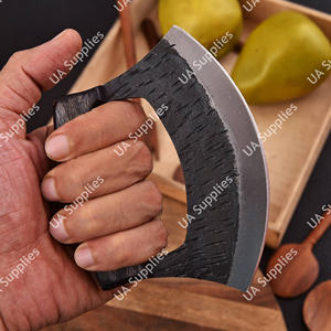 Couteau de Chef Alaskan Ulu Professionnel en Acier Inoxydable Forgé à la Main, Lame Entière, Tranchant comme un Rasoir, Manche en Bois, Personnalisable OEM, Faible MOQ, OBM - Product Image 4