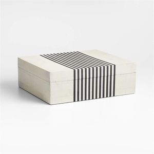 Resin inlay <b>storage</b> boxes <b>Stackable</b> cardboard bins Glossy bedroom neatening Minimalist black white boxes - Product Image 2