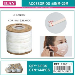 Cinturino elastico Ilan 5 mm x 20 m bianco per accessori per maschere facciali - Product Image 2