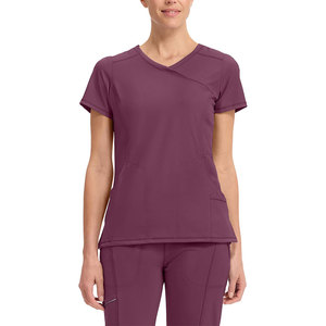 2026 Lightweight Cotton <b>Scrub</b> Women Mock Wrap <b>Tops</b> Premium Quality Hospital Use OEM Custom Service New Arrival - Product Image 1
