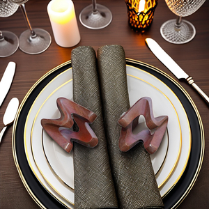 Ensemble de ronds de serviette en bois de manguier modernes et écologiques faits à la main artisanat artisanal personnalisé pour les mariages stocké en Inde - Product Image 1