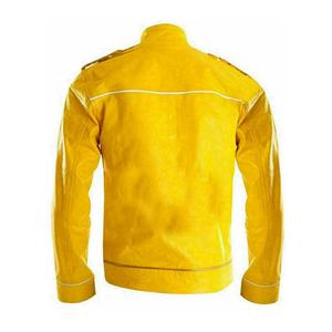 Yellow-Color Custom Made Women Black <b>Belted</b>-Biker Fashion Motorbike Racing Leather High Quality Style-Jackets With Stand-Collar - Product Image 2