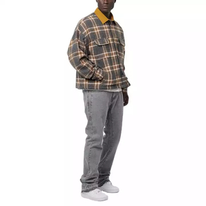 Custom Bulk <b>Mens</b> High Quality Brushed Cotton Plaid Hooded <b>Flannel</b> Streetwear <b>Jacket</b> - Product Image 2