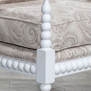 Sedia con schienale a fascia in tessuto Paisley color tortora con finitura bianca per soggiorno - Product Image 5