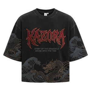 T-shirt personnalisé de style américain unisexe, épaules tombantes, rétro, surdimensionné, avec strass, t-shirt unisexe imprimé personnalisé de haute qualité - Product Image 1