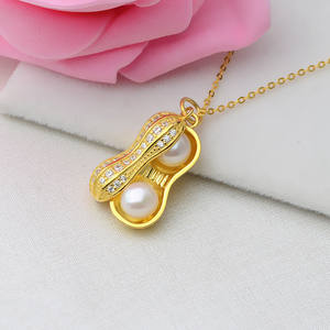 S925 Silver Peanut Longevity Fruit Pendant 8-9 <b>Pearl</b> DIY Jewelry Accessories Empty <b>Set</b> 468 Fashion <b>Necklaces</b> - Product Image 4