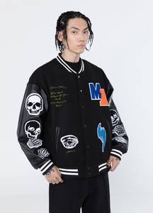 Chaqueta de béisbol de manga de cuero con bordado de chenilla unisex estilo universitario de gran tamaño High Street invierno Letterman para hombres al por mayor - Product Image 6