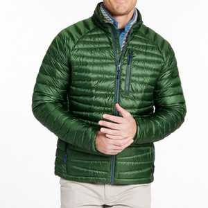 Veste matelassée verte pour homme avec col montant et fermeture éclair, coupe-vent, décontractée, pour l'extérieur, saison automne, en polyester - Product Image 1