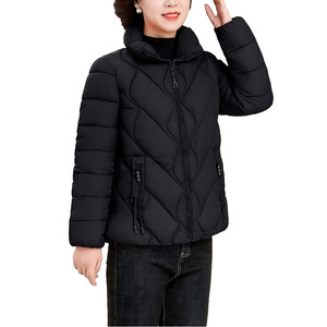 Women's <b>Quilted</b> <b>Jacket</b> Solid Color Winter Outerwear Thick Polyester Stand Collar Full Sleeve Zipper Closure - Product Image 5