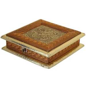 Luxury Handcrafted Wooden Dry Fruit <b>Box</b> Antique Gold Embossed Jewelry Organizer Premium <b>Wedding</b> Return <b>Gift</b> <b>Box</b> Storage Case - Product Image 1