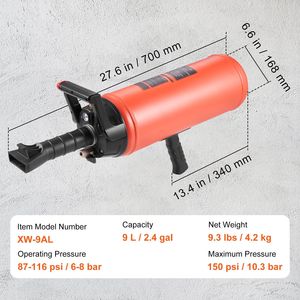 Compressore d'aria portatile da 150 PSI con gonfiatore manuale da 9 L per pneumatici di camion, ATV e auto (87-116 PSI) - Product Image 6