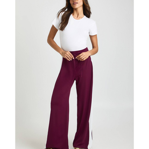 Pantalon de survêtement premium pour femme, coupe large et ample, taille mi-haute, séchage rapide, respirant, avec empiècements latéraux sublimés pour le basketball - Product Image 1